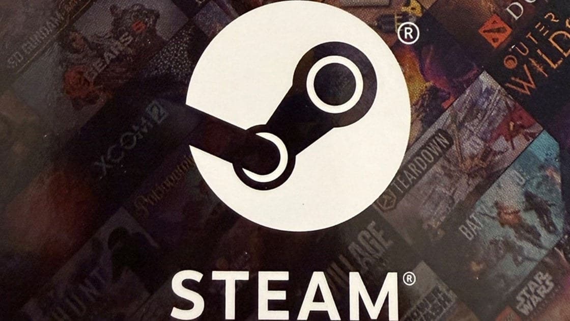 Physical Steam gift cards displayed on a retail store shelf rack