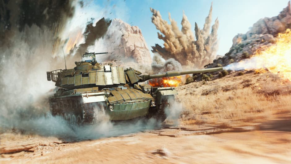 War Thunder tanks in desert terrain, patch 2.55.1.157 key art