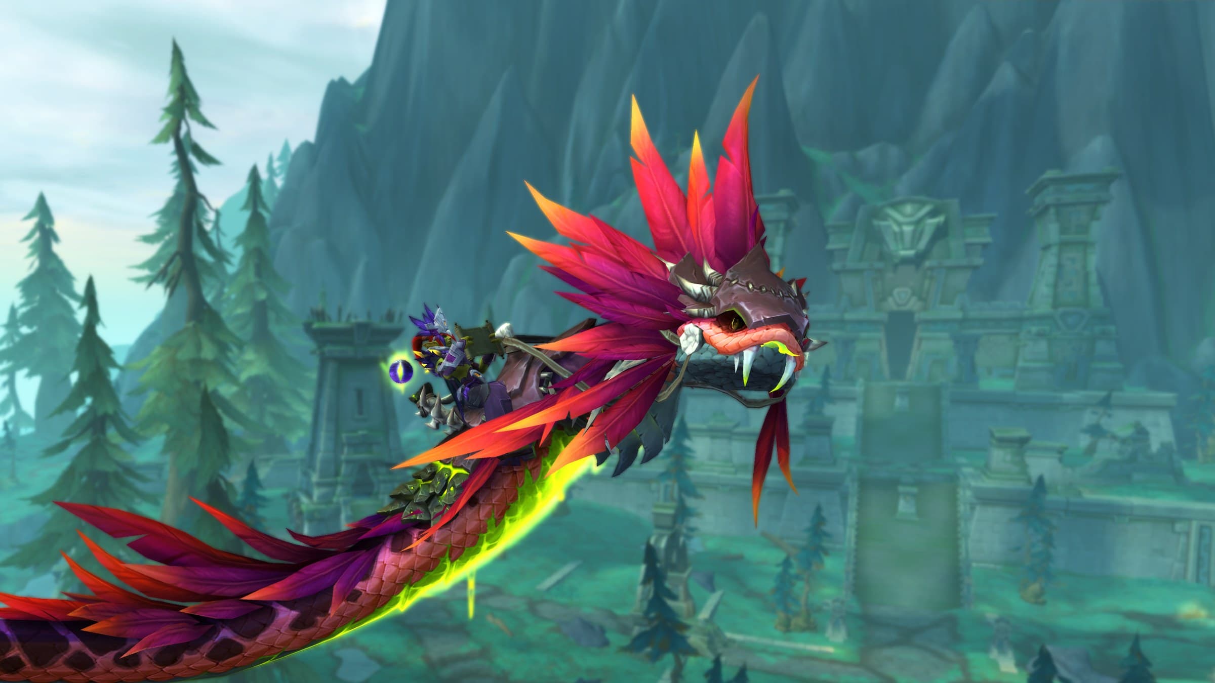 World of Warcraft Curse of Ula'tek key art featuring the Coiled Isle and venomous serpent creature Ula'tek.