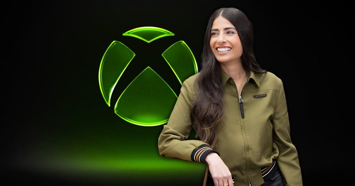Xbox CEO Asha Sharma alongside Phil Spencer and Matt Booty at a Microsoft event
