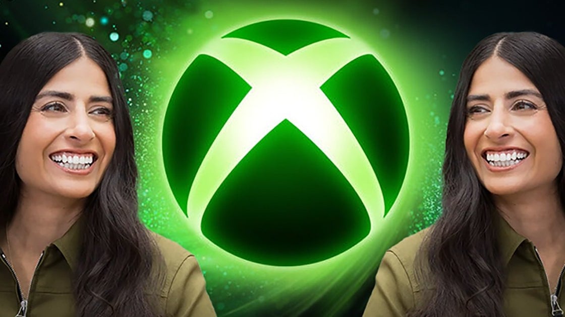 Xbox logo displayed at a Microsoft corporate event with green lighting