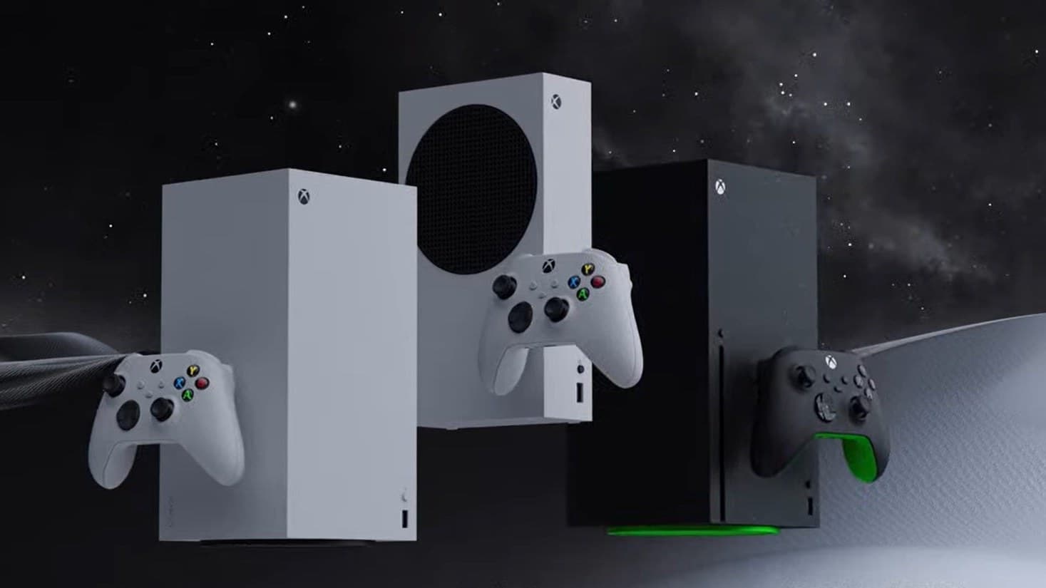 Xbox Series X console on a white background with its controller
