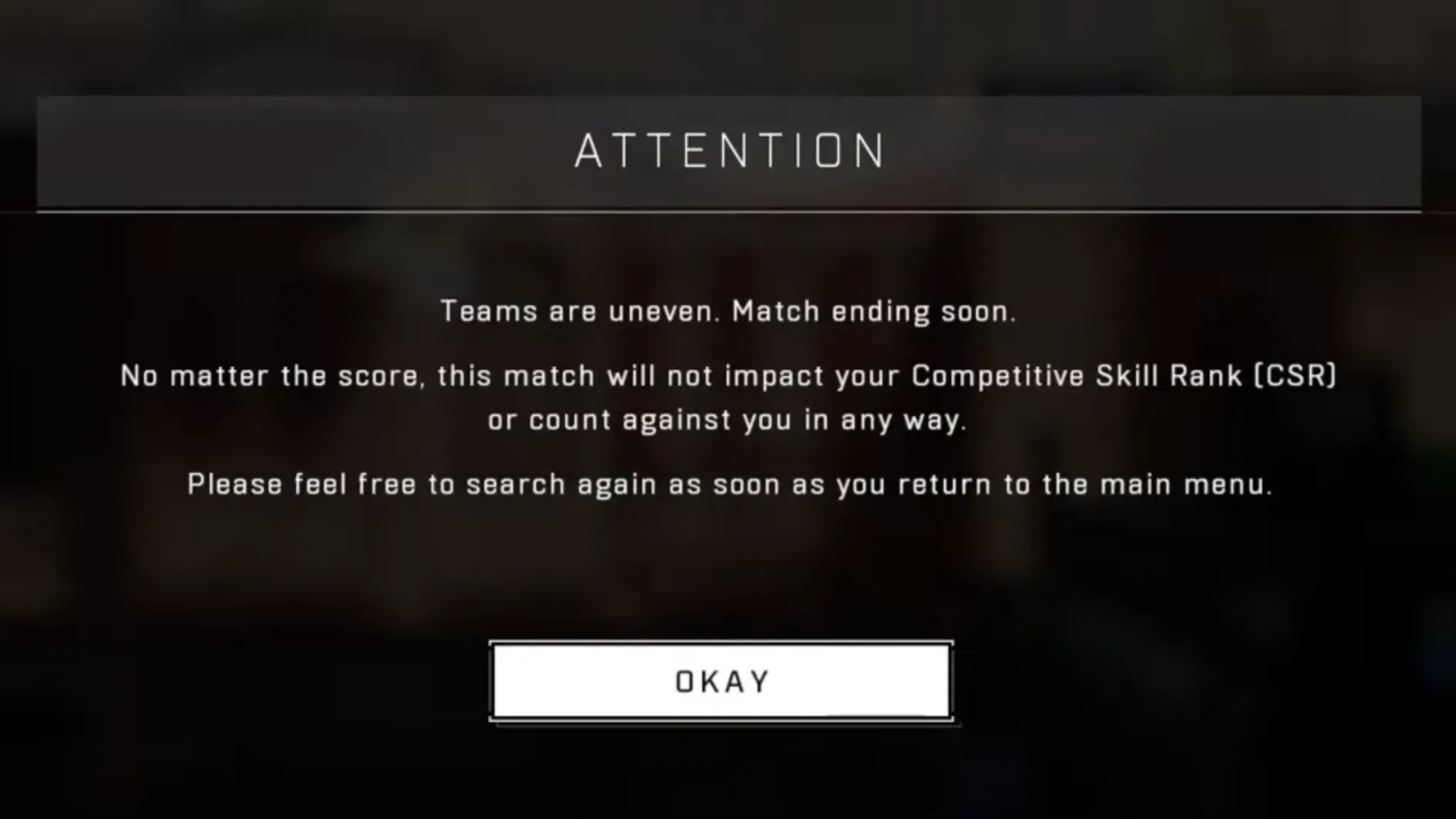 UNEVEN RANKED MATCHES NOW END AUTOMATICALLY