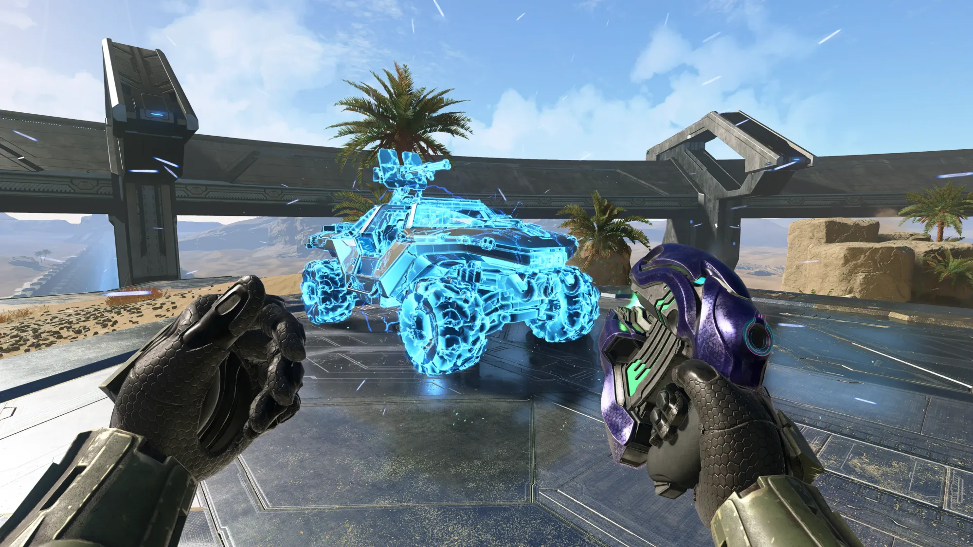 Screenshot of the EMP effect indicating that a vehicle has been temporarily disabled by a Plasma Pistol's charged shot.